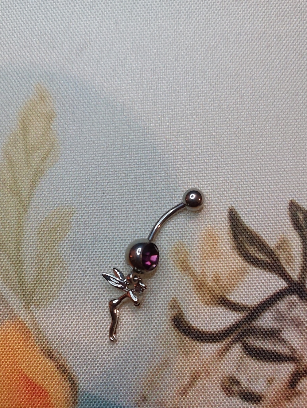 NWOT Belly Button Jewelry With Silver Fairy And Pink Jewel